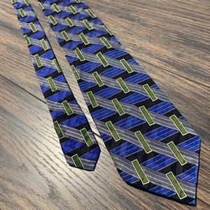 Stripe geometric silk neck tie